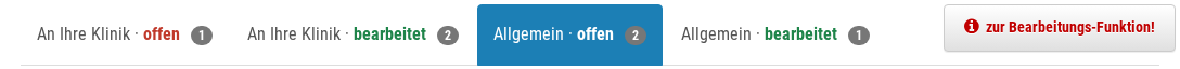 Die vier Reiter: An Ihre Klinik offen und bearbeitet, Allgemein offen und bearbeitet