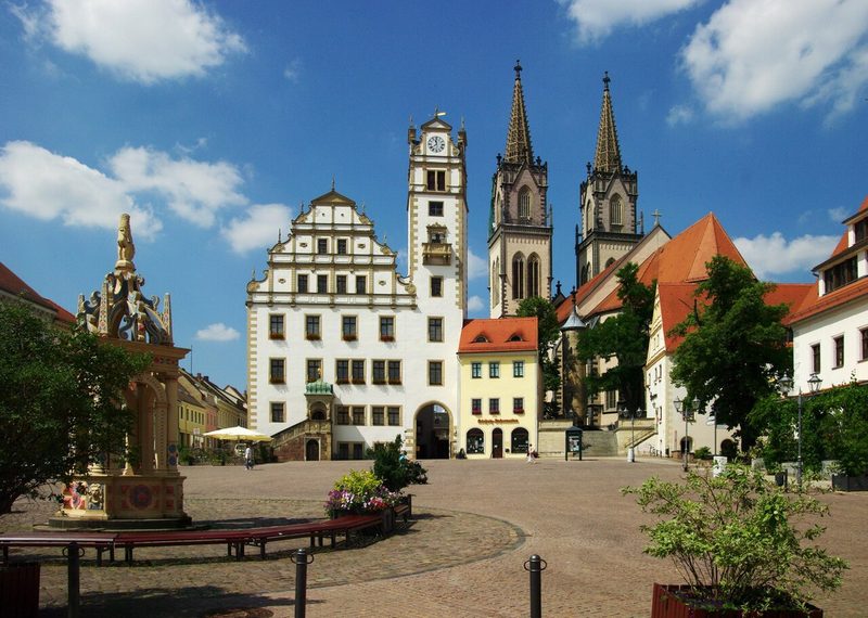 Neumarkt Oschatz mit Rathaus u. St. &Auml;gidius