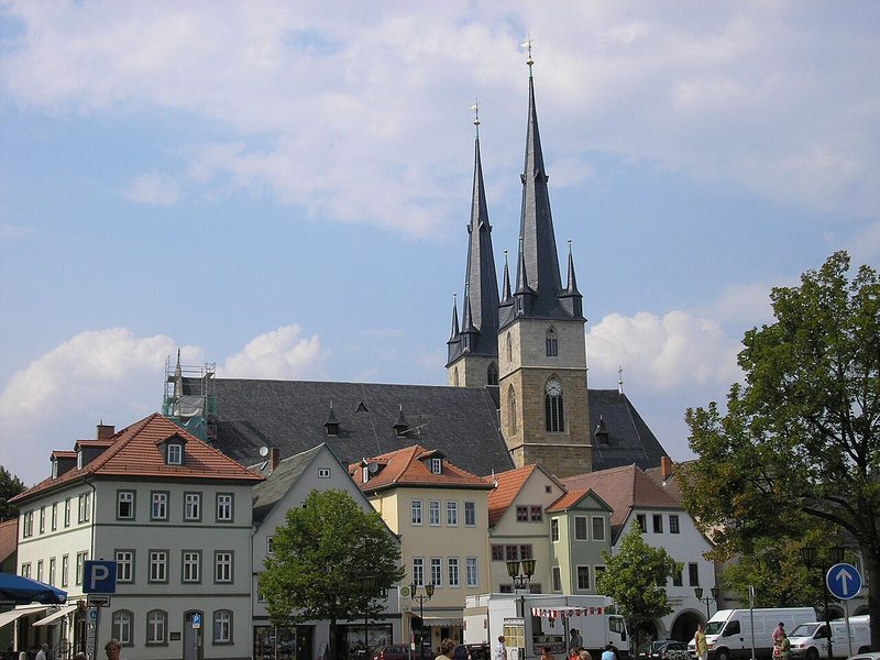 Die Stadtkirche von Saalfeld (Th&uuml;ringen).