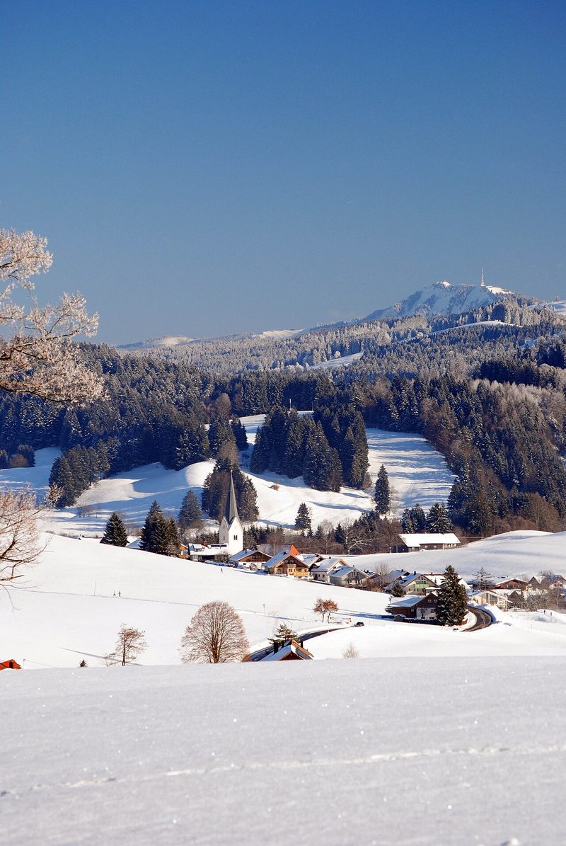 The village of Stiefenhofen, Germany, in winter time.